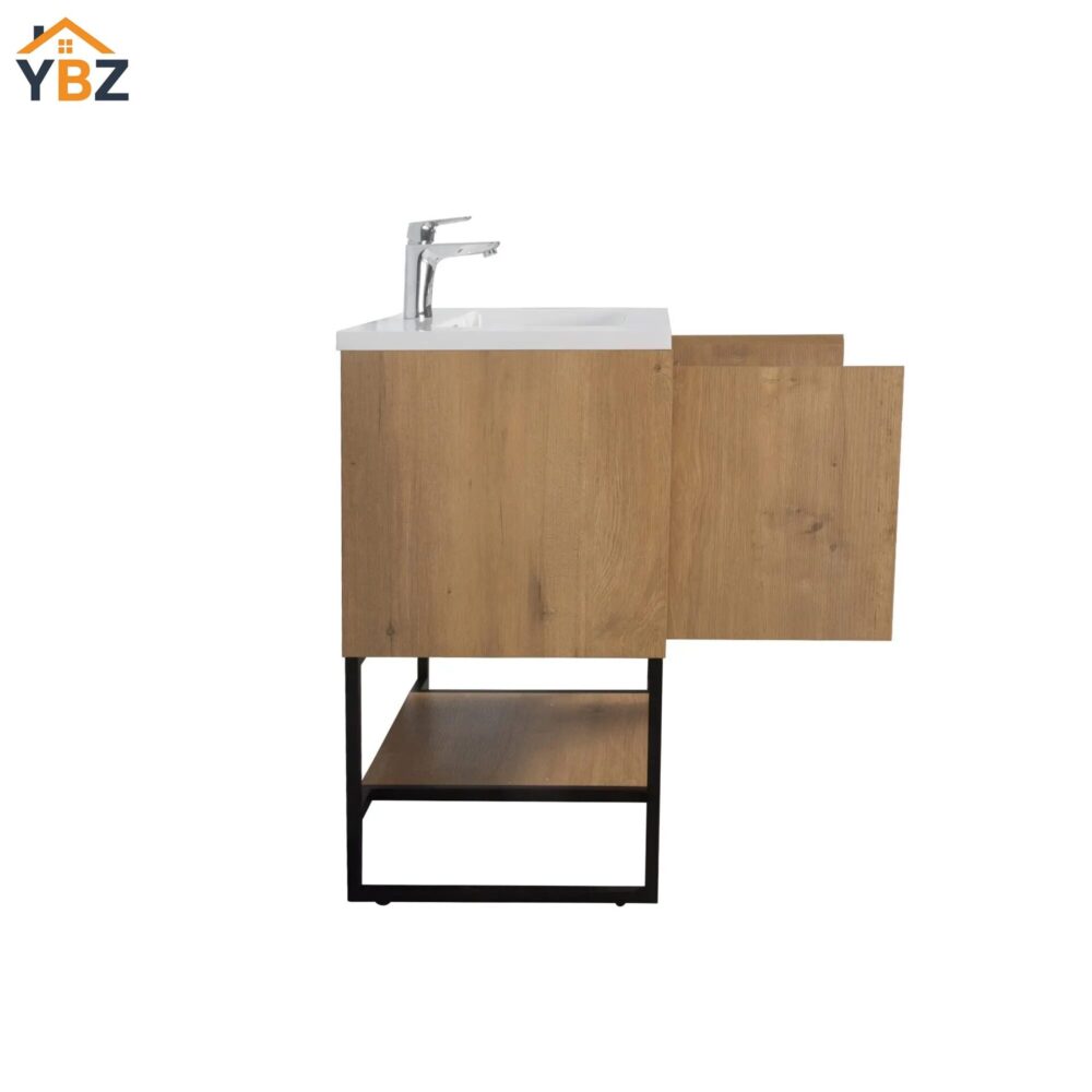 34 Allen 30'' Freestanding Single Vanity with Solid Surface Basin, Cement Grey/T.Oak