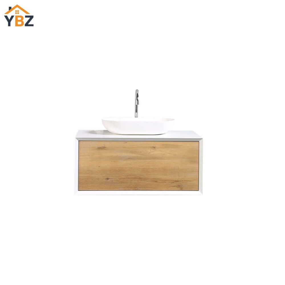 Fiona 36'' 48'' Floating Single Vanity with White Vessel Sink and U-Drawer