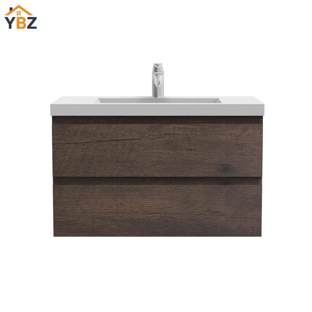 Angela 24''30''36''48''60'' Floating Single Vanity Rose Wood with White Countertop