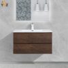Angela 24''30''36''48''60'' Floating Single Vanity Rose Wood with White Countertop