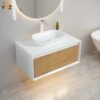 Fiona 36'' 48'' Floating Single Vanity with White Vessel Sink and U-Drawer