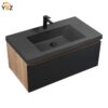 Crius 30''36''Black Floating Single Vanity with Black Quartz Sands Countertop