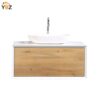 Fiona 36'' 48'' Floating Single Vanity with White Vessel Sink and U-Drawer