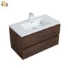 Angela 24''30''36''48''60'' Floating Single Vanity Rose Wood with White Countertop