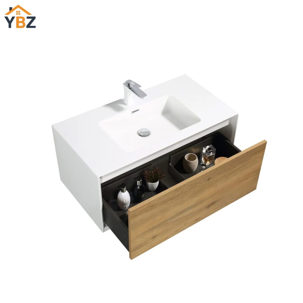 Furla 24"30"36" Floating Bathroom Single Vanity with White Integrated Resin Sink