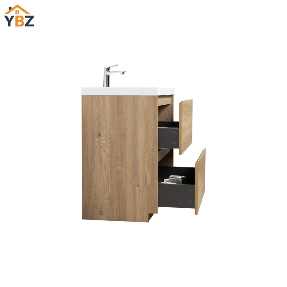 Angela-T 24'' 30''36''48”60”72” Single Sink Bathroom Vanity with White Countertop in Natural Oak