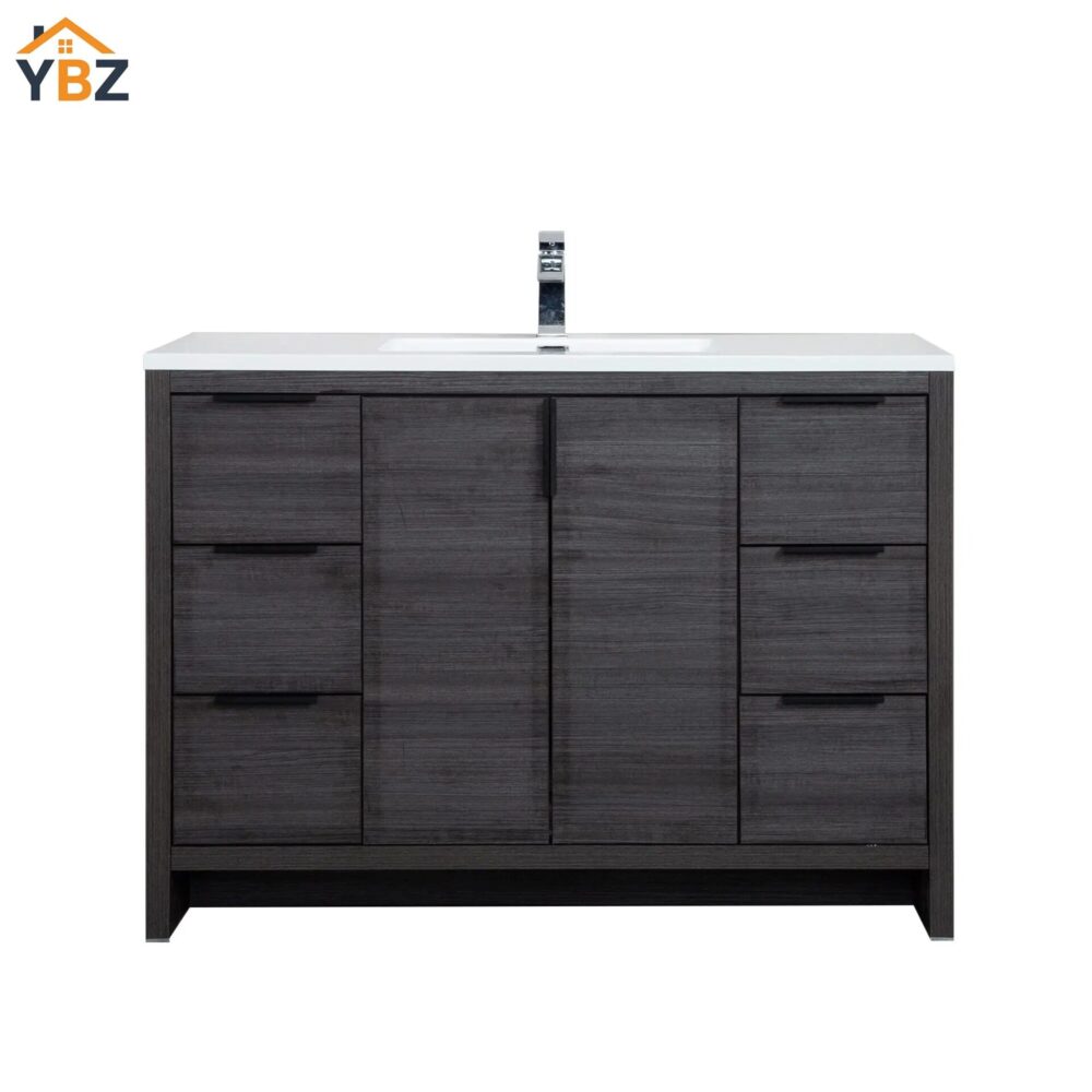 40 Evana 24''30''40''48''60'' Leached Oak Freestanding Bathroom Vanity with White Single Sink