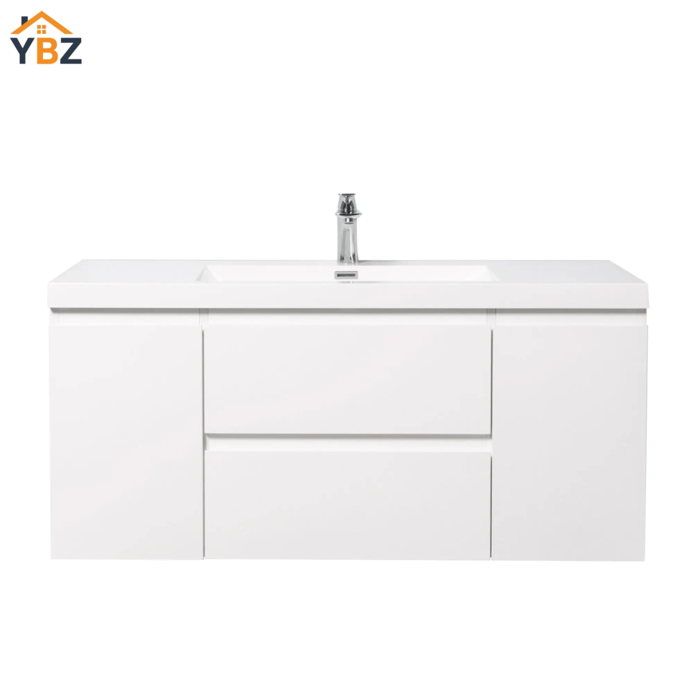 480 Angela 24'' 30''36''48''60''Glossy White Floating Vanity with White Countertop