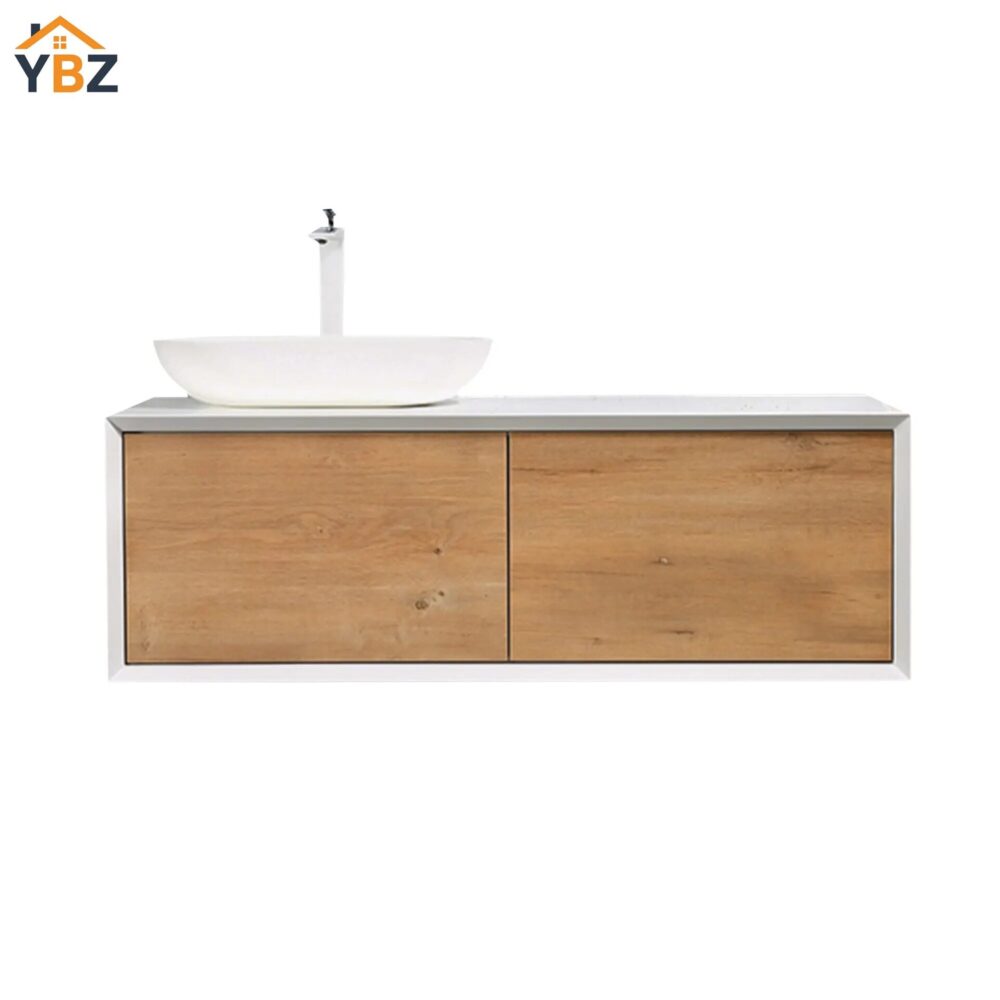 Fiona 36'' 48'' Floating Single Vanity with White Vessel Sink and U-Drawer