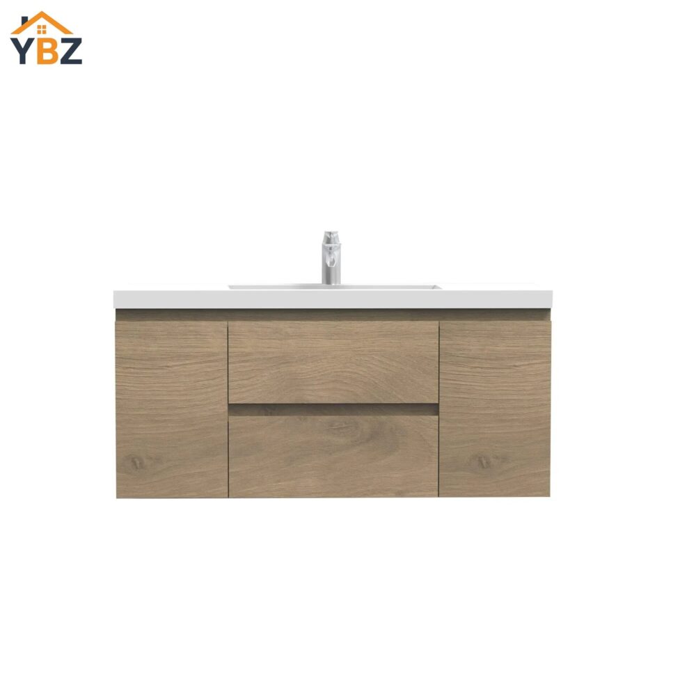 480 Angela 24''30''36''48''60'' Floating Single Vanity in Andean Oak texture with White Countertop