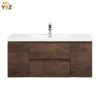 Angela 24''30''36''48''60'' Floating Single Vanity Rose Wood with White Countertop