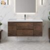 Angela 24''30''36''48''60'' Floating Single Vanity Rose Wood with White Countertop
