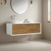 Fiona 36'' 48'' Floating Single Vanity with White Vessel Sink and U-Drawer