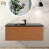 481 Simon 30''48''65'' Floating Bathroom Vanity with Single Matte Black Quartz Sink