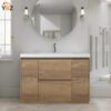 Angela-T 24'' 30''36''48”60”72” Single Sink Bathroom Vanity with White Countertop in Natural Oak