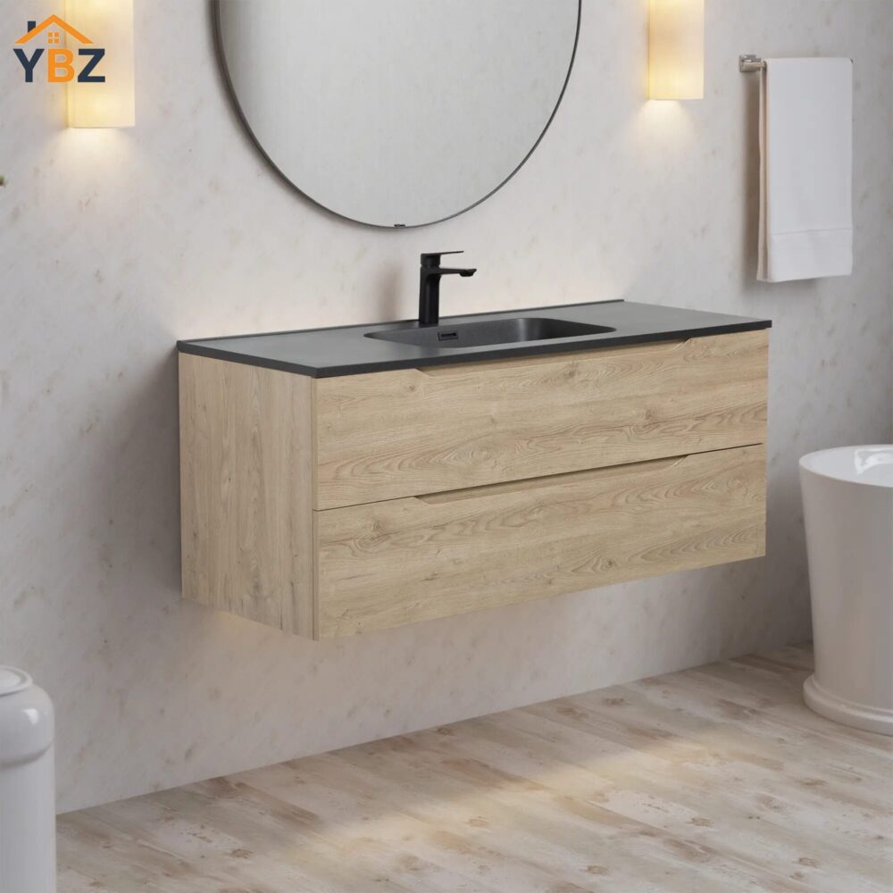 Combo 24'' 32''36''48''Floating Single Vanity with Matte Black Countertop