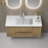 481 Angela 24''30''36''48''60'' Floating Single Vanity in Andean Oak texture with White Countertop