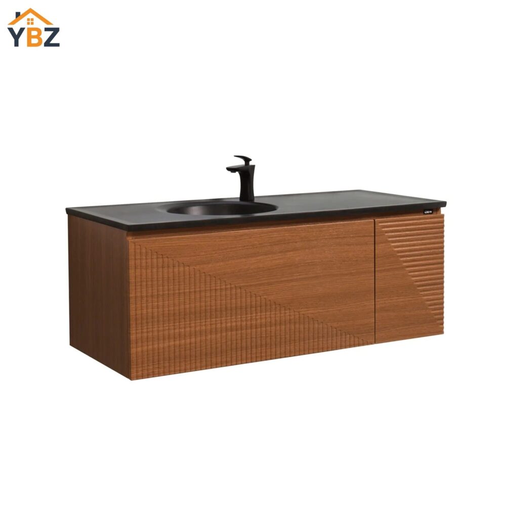 482 Simon 30''48''65'' Floating Bathroom Vanity with Single Matte Black Quartz Sink