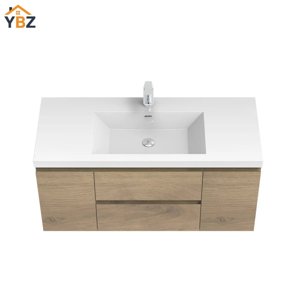 482 Angela 24''30''36''48''60'' Floating Single Vanity in Andean Oak texture with White Countertop