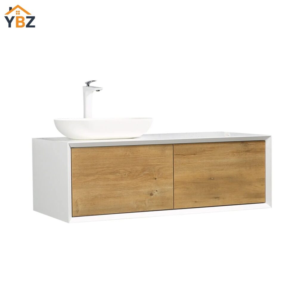 Fiona 36'' 48'' Floating Single Vanity with White Vessel Sink and U-Drawer