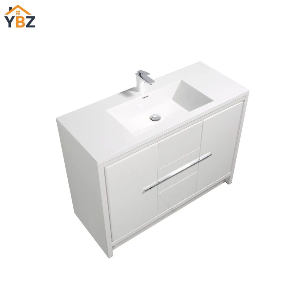 483 Allier 24''30''36''48'' White Freestanding Vanity with Single White Glossy Sink
