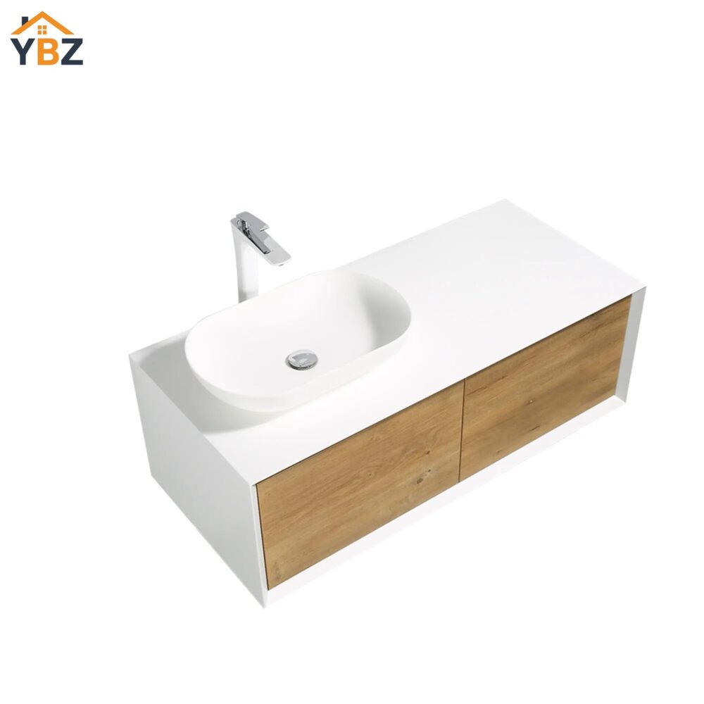 Fiona 36'' 48'' Floating Single Vanity with White Vessel Sink and U-Drawer