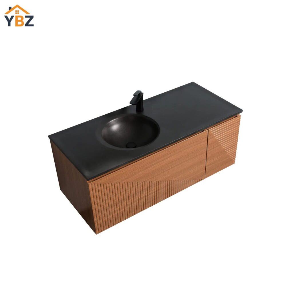 483 Simon 30''48''65'' Floating Bathroom Vanity with Single Matte Black Quartz Sink