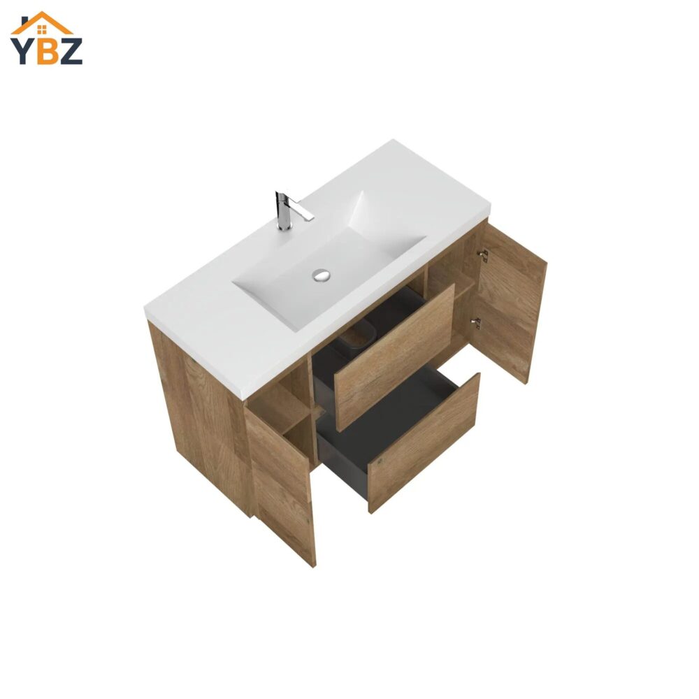Angela-T 24'' 30''36''48”60”72” Single Sink Bathroom Vanity with White Countertop in Natural Oak