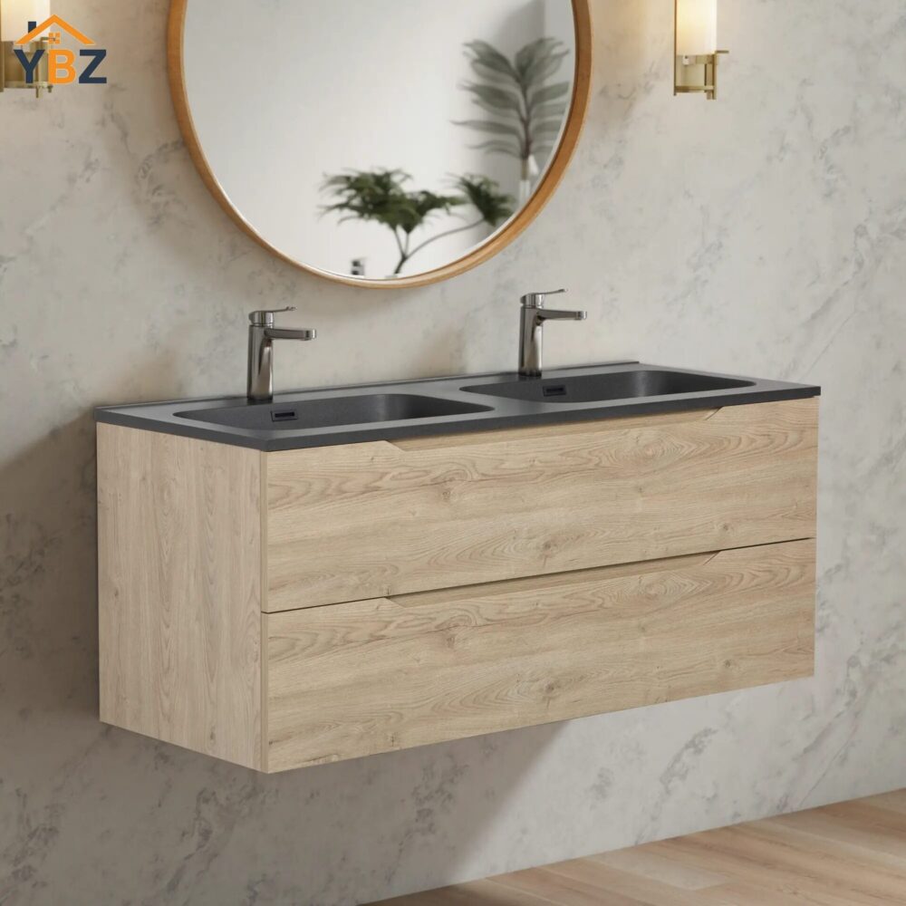 Combo 24'' 32''36''48''Floating Single Vanity with Matte Black Countertop