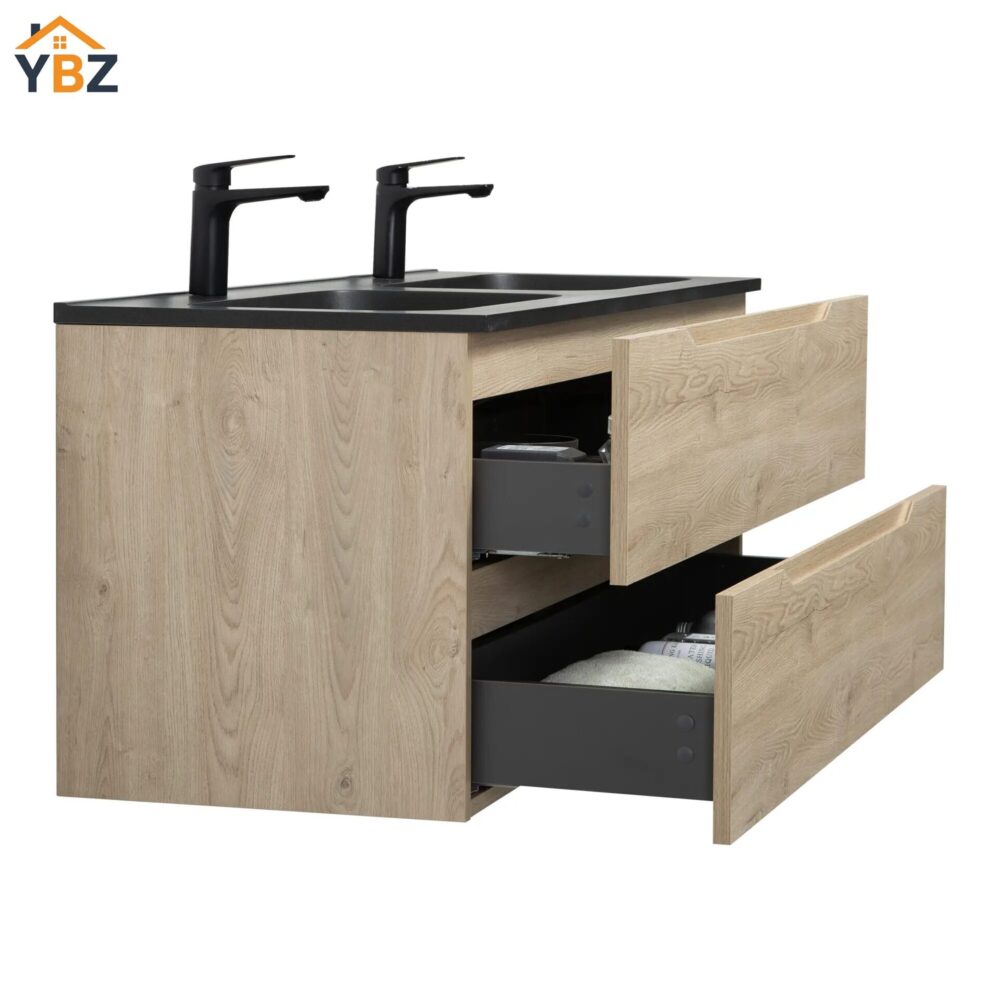 Combo 24'' 32''36''48''Floating Single Vanity with Matte Black Countertop