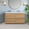 Angela-T 24'' 30''36''48”60”72” Single Sink Bathroom Vanity with White Countertop in Natural Oak