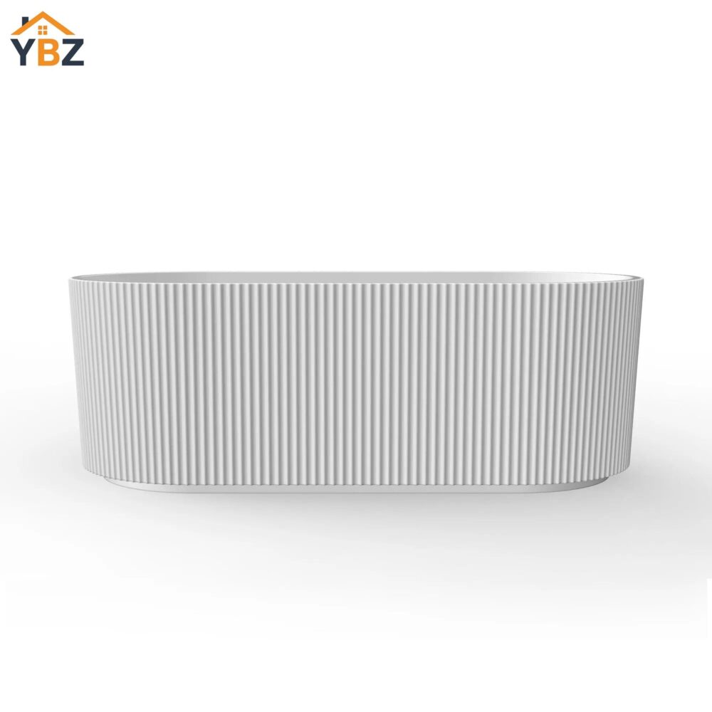5 Harp Freestanding Acrylic Bathtub with Unique Ribbed Design 59''/67''