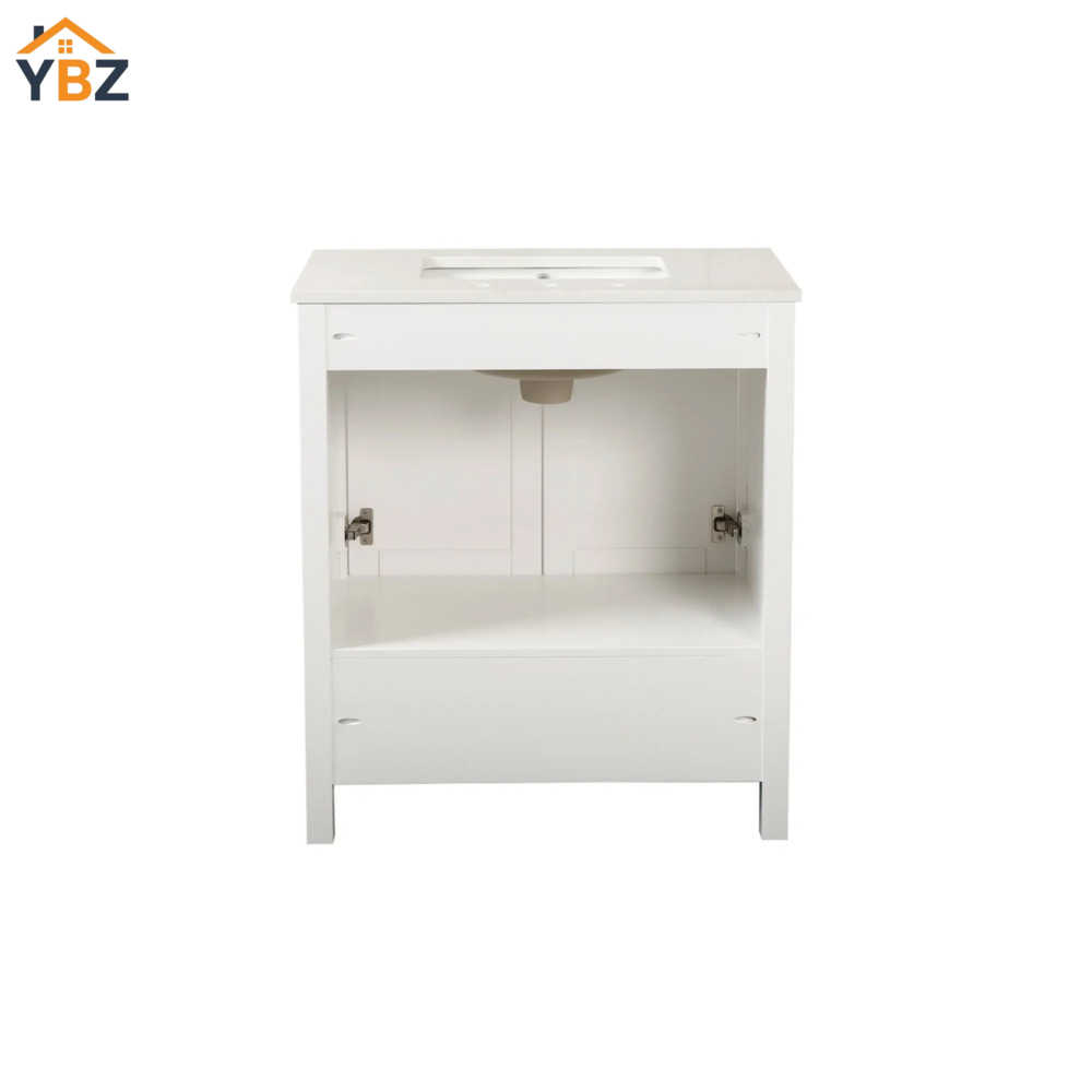 5 30'' Solid Wood Single Sink Bathroom Vanity with Marble Countertop,Three colors to choose from