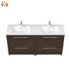 Allier 60'' 72'' G.oak Freestanding Vanity with Double White Glossy Sink
