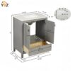 55555 30'' Solid Wood Single Sink Bathroom Vanity with Marble Countertop,Three colors to choose from