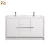 60 Allier 60''72'' White Freestanding Vanity with Double White Glossy Sink