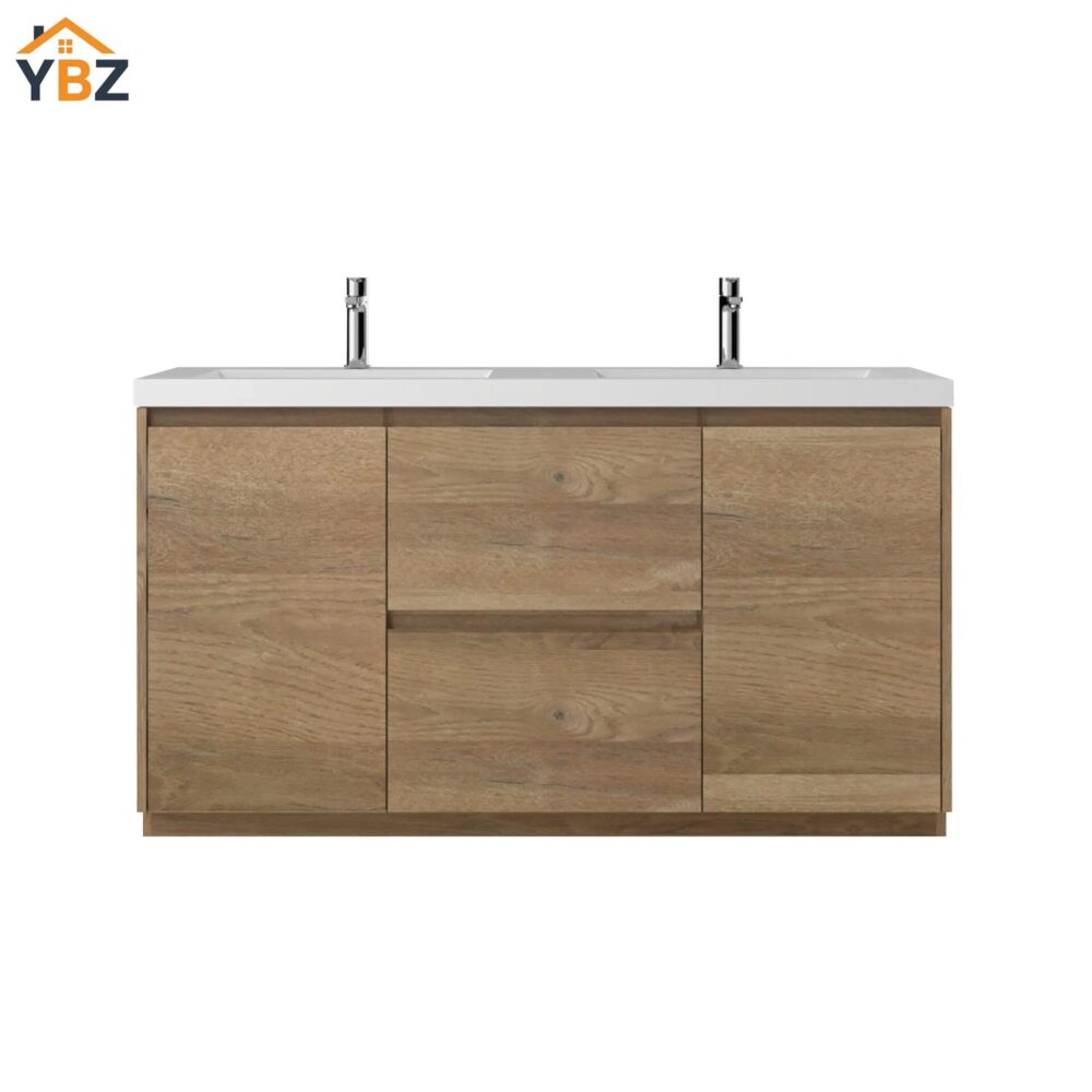 Angela-T 24'' 30''36''48”60”72” Single Sink Bathroom Vanity with White Countertop in Natural Oak