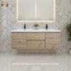600 Angela 24''30''36''48''60'' Floating Single Vanity in Andean Oak texture with White Countertop