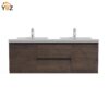 Angela 24''30''36''48''60'' Floating Single Vanity Rose Wood with White Countertop
