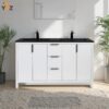 Evana 24''36''48''60''Leached Oak/White Freestanding Bathroom Vanity with White Single Sink