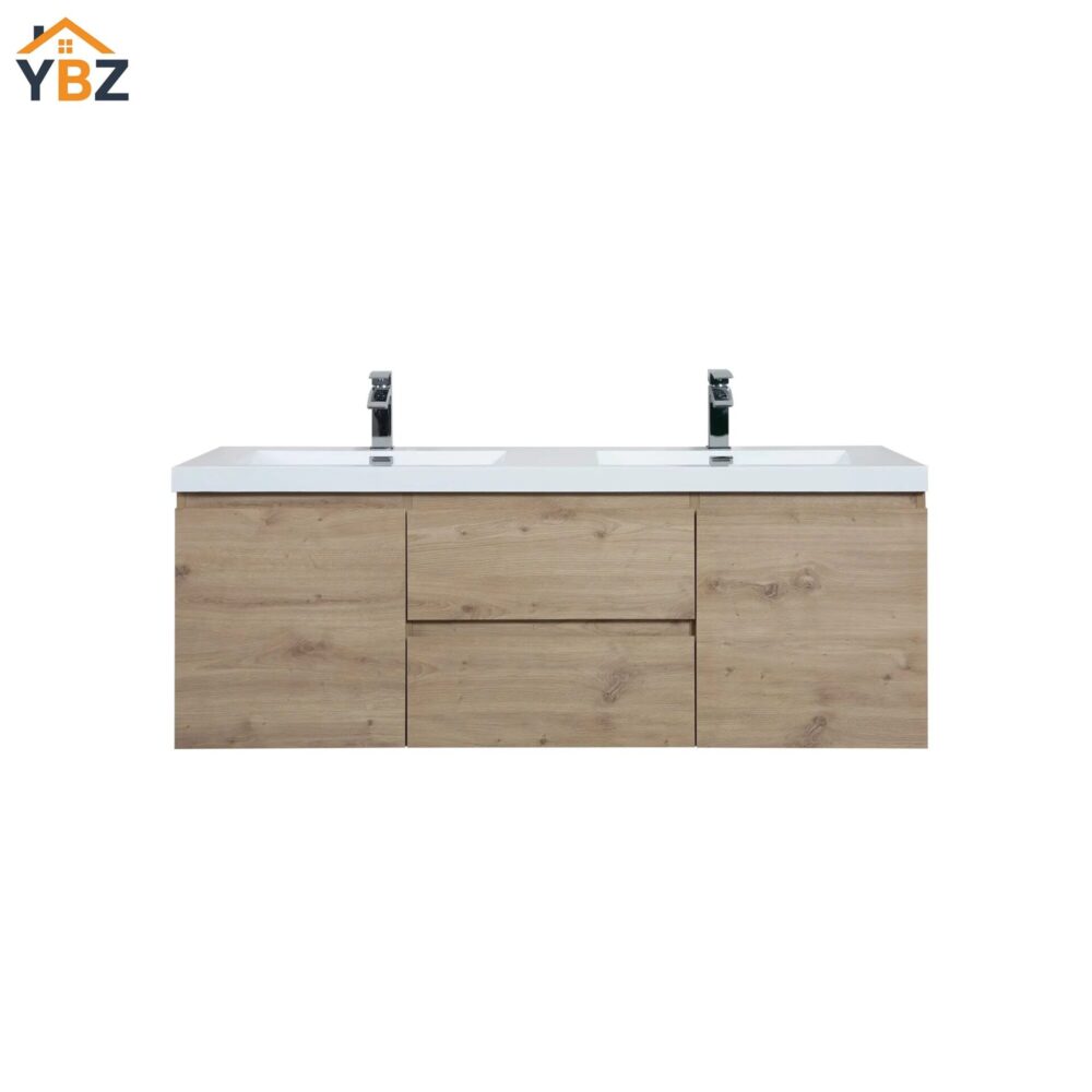 602 Angela 24''30''36''48''60'' Floating Single Vanity in Andean Oak texture with White Countertop