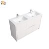 603 Allier 60''72'' White Freestanding Vanity with Double White Glossy Sink