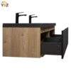 603 Crius 48'' 60''Black Floating Single Vanity with Black Quartz Sands Countertop