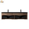 604 Crius 48'' 60''Black Floating Single Vanity with Black Quartz Sands Countertop