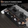 606 Crius 48'' 60''Black Floating Single Vanity with Black Quartz Sands Countertop