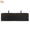 609 Crius 48'' 60''Black Floating Single Vanity with Black Quartz Sands Countertop