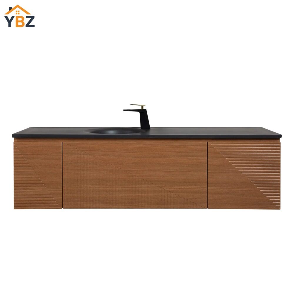 650 Simon 30''48''65'' Floating Bathroom Vanity with Single Matte Black Quartz Sink