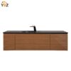 650 Simon 30''48''65'' Floating Bathroom Vanity with Single Matte Black Quartz Sink