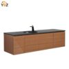 652 Simon 30''48''65'' Floating Bathroom Vanity with Single Matte Black Quartz Sink