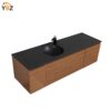 653 Simon 30''48''65'' Floating Bathroom Vanity with Single Matte Black Quartz Sink